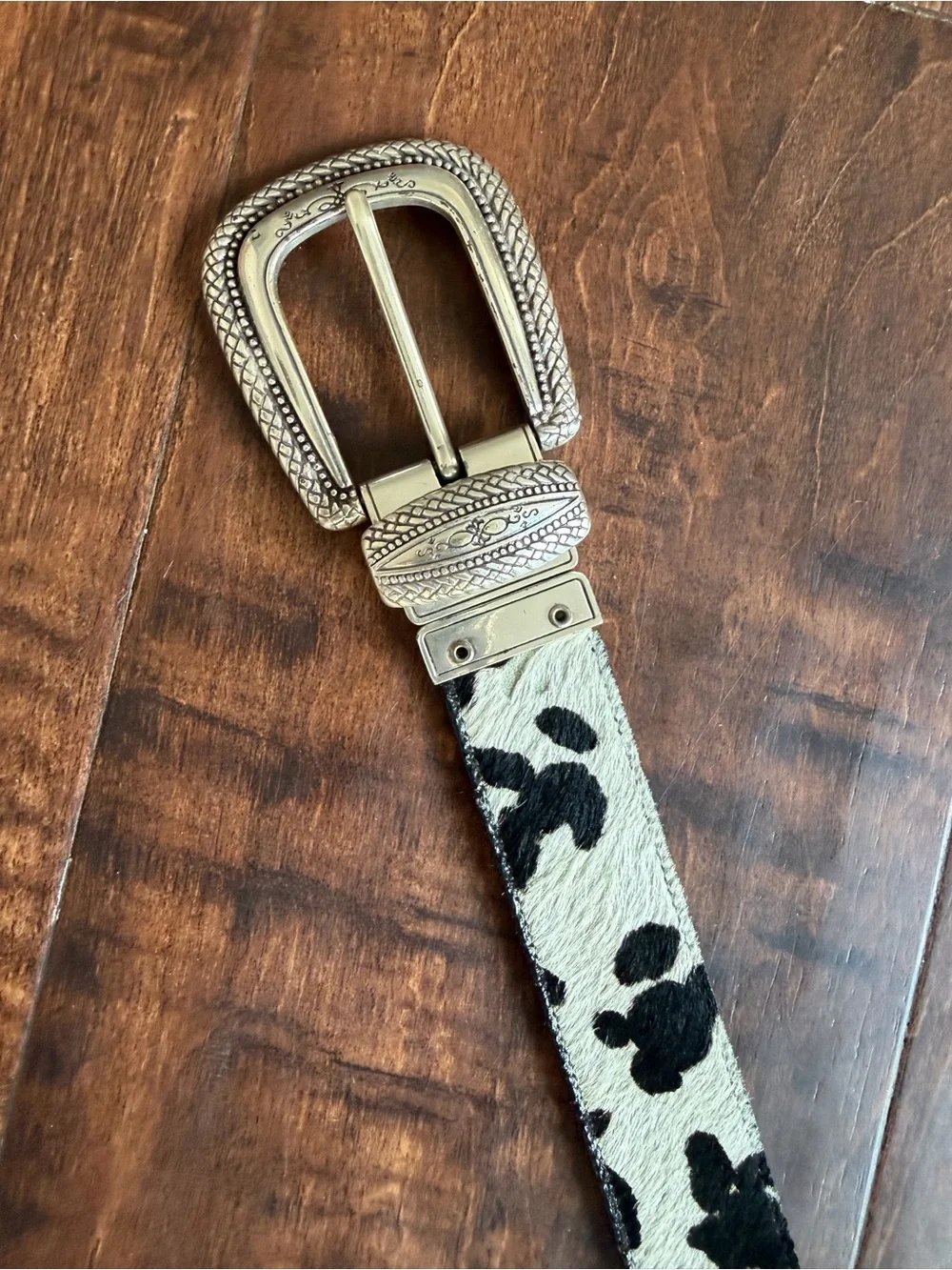 Leopard Print Reversible Women's Belt with Silver Buckle
